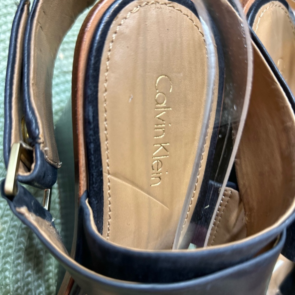 Calvin Klein Black and Tan Sandals - Picture 8 of 11